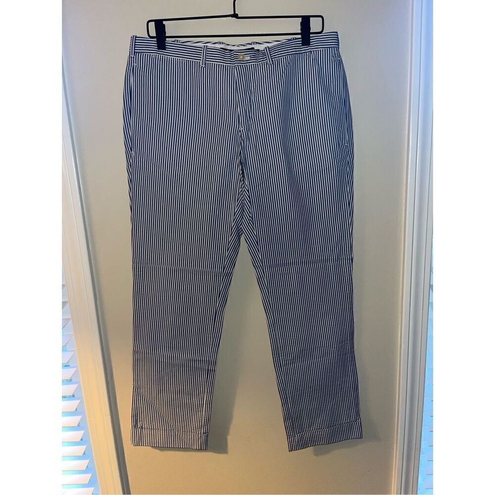 Ralph Lauren Sport Blue Seersucker Capris 10 Womens